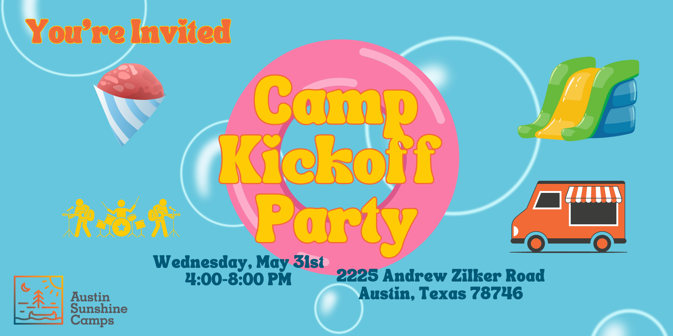 Camp Kickoff Party Promotional Graphic