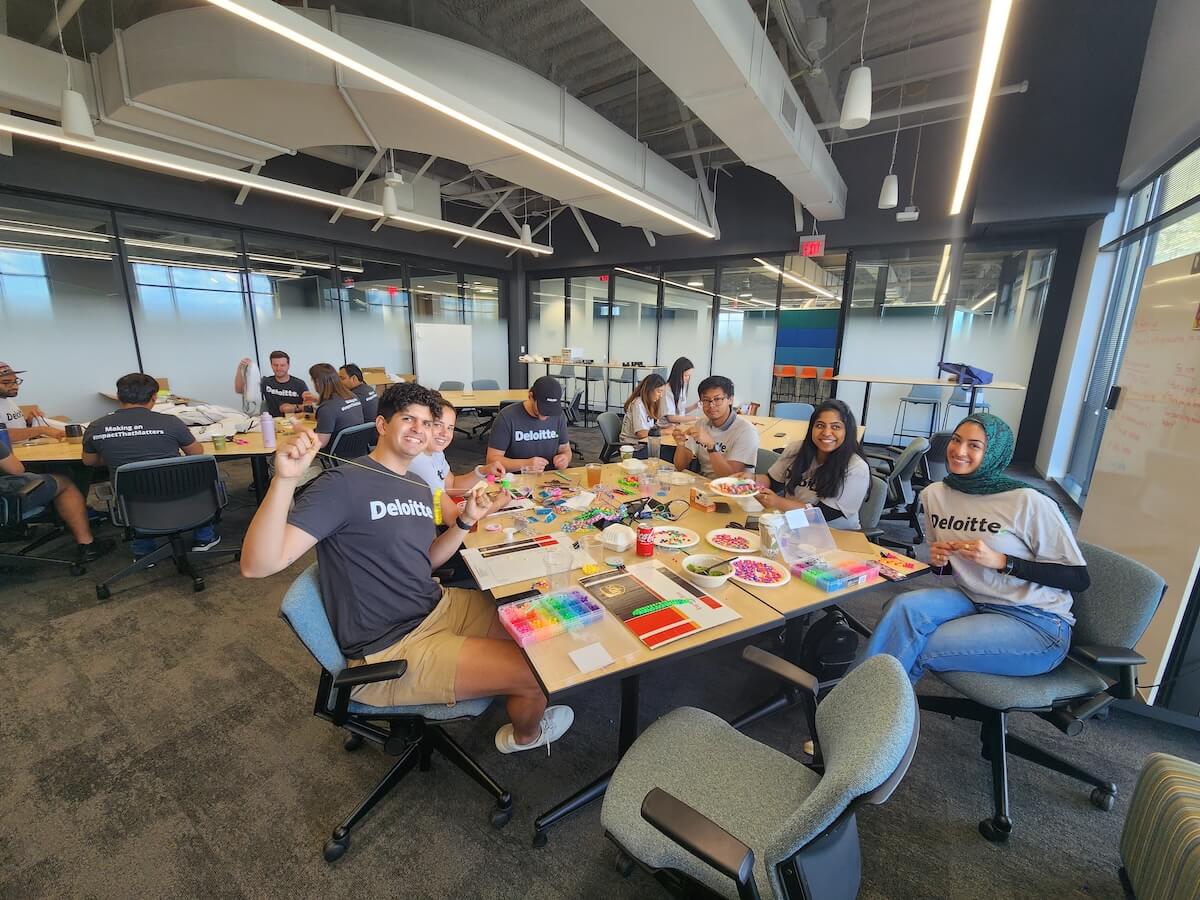 Corporate employees volunteering with Austin Sunshine Camp